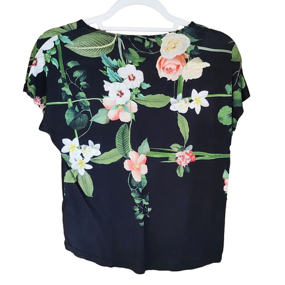 TED BAKER 2-Piece Black Floral Tee & Cardigan S - Picture 4 of 6